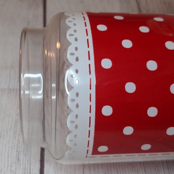 Anchor Hocking Christmas Red & White Polka Dot‎ Glass Canister Apothecary… - Picture 5 of 8